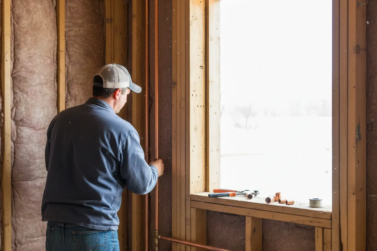 Licensed plumber running new copper supply lines in a Holbrook home