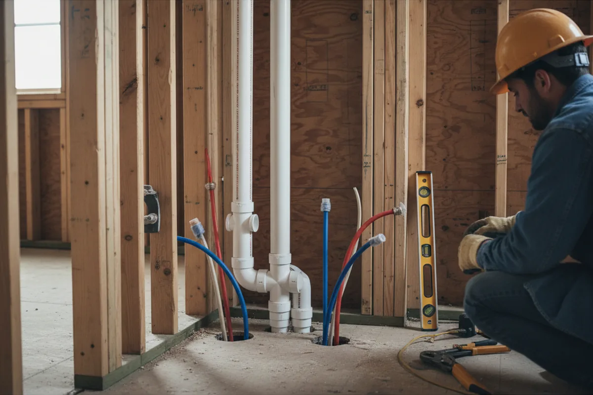 Drain and supply rough-in during Drain Cleaning in Holbrook